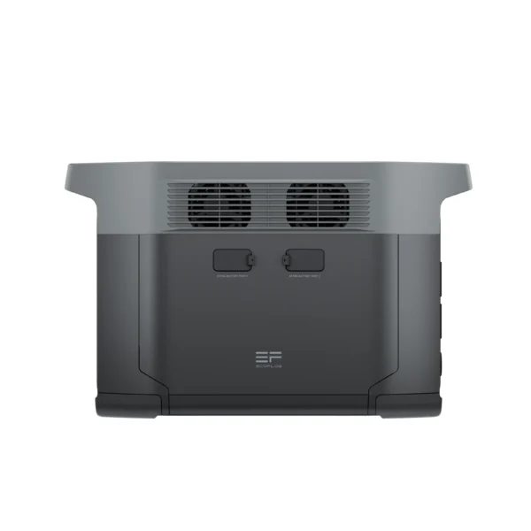 EcoFlow DELTA 2 Max side profile with dual extra battery expansion ports and cooling vents