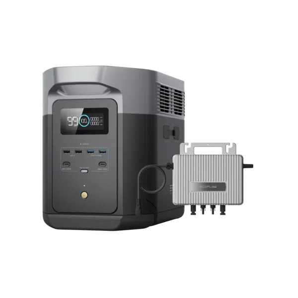EcoFlow DELTA 2 Max connected to EcoFlow PowerStream Microinverter for balcony solar system