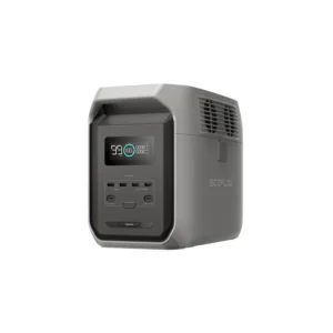 EcoFlow DELTA 3 portable power station showing LCD screen and front USB ports