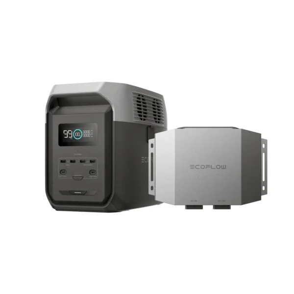 EcoFlow DELTA 3 - Power Station with Alternator Charger EcoFlow DELTA 3 portable power station paired with EcoFlow Alternator Charger for RV and car charging