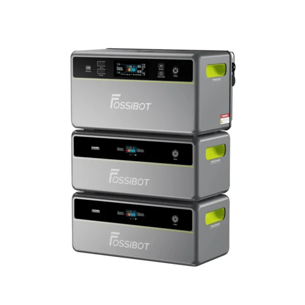 FOSSiBOT Balcony Solar Storage System Stacked with Two 1958Wh Expansion Batteries for Extended Power Capacity