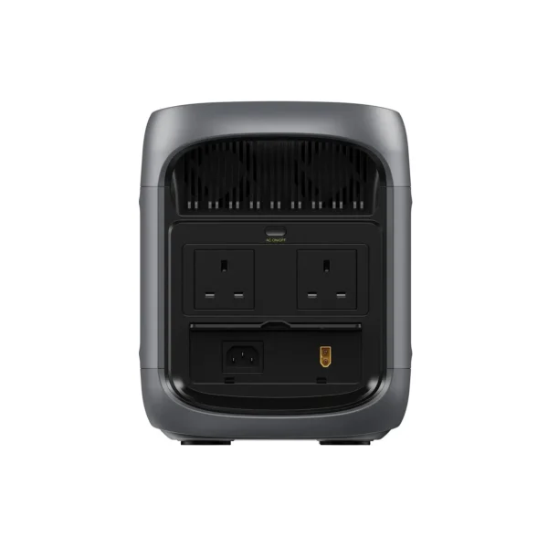 FOSSiBOT F1800 Open Port Cover showing AC 1200W Input and DC XT60 Solar Charging Input Port