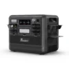 FOSSiBOT F2400 Black Side Angle showing Open Rubber Port Covers, DC Ports, USB Outlets, and AC Socket Door