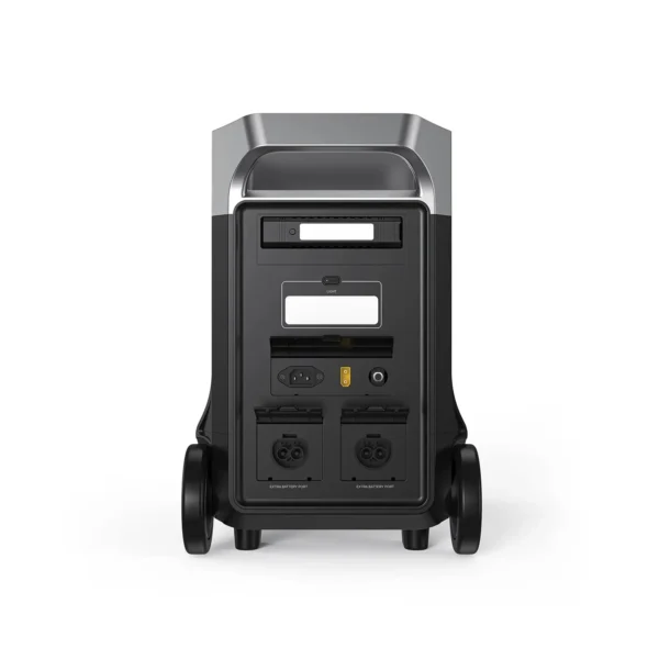 FOSSiBOT F3600 Pro EU Version Rear Panel showing AC Fast Input, XT60 Solar Port, LED Light, and Dual Extra Battery Expansion Ports