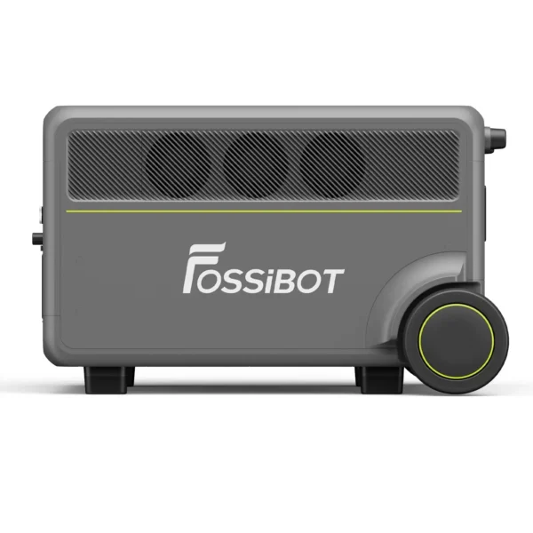 FOSSiBOT F3600 Pro Side Profile and Branding Side profile of the FOSSiBOT F3600 Pro portable generator showing the cooling vents, brand logo, and integrated wheel assembly.