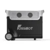 FOSSiBOT F3600 Pro Side View showing Stainless Steel Cooling Mesh, Dual Exhaust Fans, Rubber Wheel, and Brand Logo