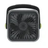 Top down view of the FOSSiBOT FDC300 power station showing the integrated cooling fan blades and carrying handle.